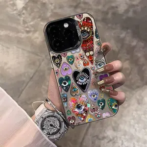 Heart & Eye Pattern Phone Case, Anti-drop Cellphone Protective Casing, Total Protective Shockproof Mobile Phone Cover for iPhone 11 12 13 14 15 16 Series, Smartphone Protector