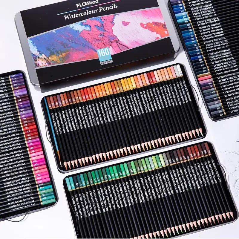 160 Watercolor Pencils, Beautiful Blending Effects with Wet or Dry,Ideal for Coloring Book Blending Sketching- Water Soluble Pencils for Adults
