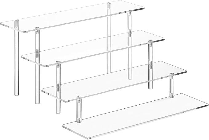 New Deal - 4 Tier Acrylic Perfume Organizer Stand Clear Display Risers for Perfume Cologne Cosmetic Skincare Funko POP Dessert Cupcake Stand Holder 11.6 IN Long 3.0 IN Wide 5.8 IN Total Height