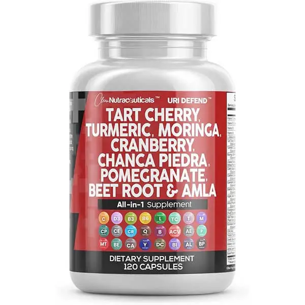 Tart Cherry Extract Capsules with Turmeric Moringa Cranberry Chanca Piedra Celery Quercetin Beet Root ACV Pomegranate L Selenomethionine - Uric Levels
