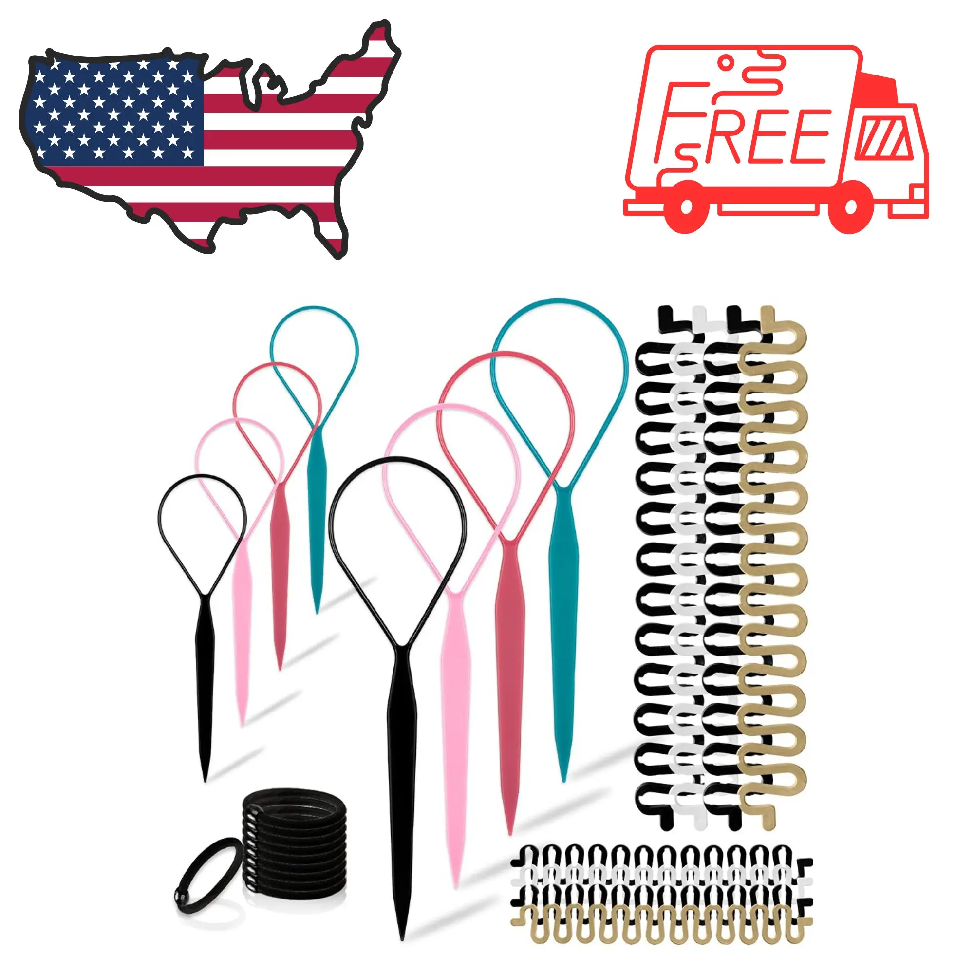 Hair Braiding Tools, Hair Styling Kit with Topsy Tail Tools and French Braiders