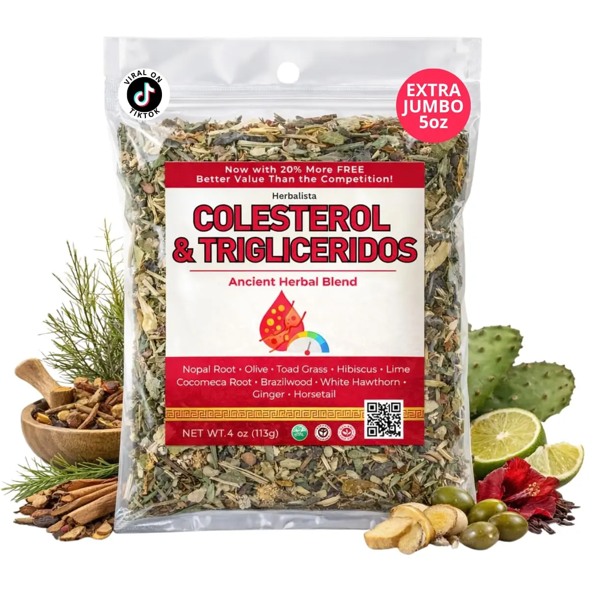 Herbalista - Colesterol Herbal Compound Tea 5oz (141g) – 100% Natural Infusion – Compuesto Ancestral Hierbas Naturales – Makes 40+ Cups – Herbal Mixture – Té Bienestar Ancestral – Non-GMO | No Cafeína