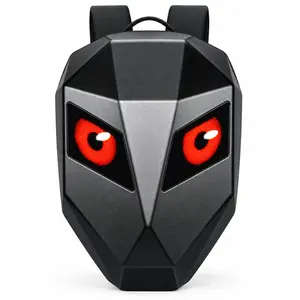 19" Led  Motorcycle Backpack with Programmable LED Screen, App-Controlled Black PVC Hard Shell Rider Bag, Water-Resistant Cyberpunk Tech Backpack for Cycling & Commuting