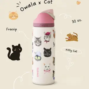 Owala UO Exclusive Pink Cat Collage FreeSip 32oz Catwala Urban Outfitters Exclusive Stainless Steel Insulated Tumbler