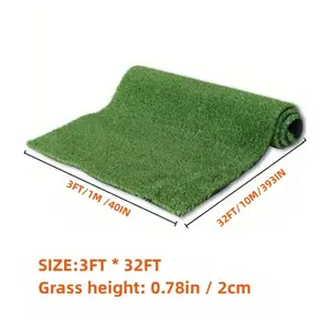 3FT *32FT Artificial turf, professional dog mat large turf outdoor carpet terrace pet lawn, artificial carpet with drainage holes(Grass height 0.78 inches/2cm)