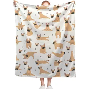 French Bulldog Dog Blanket Yoga Dogs French Bulldog Throw Blankets Throws Gift for Boy Girl Kid Lover Soft CozyLightweight Flannel Novelty Quilt for Couch Travel