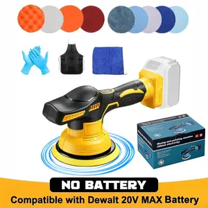 6" Cordless Car Buffer Polisher for Car Detailing – Compatible with DeWalt 20V Battery, Brushless Dual Action Orbital Polisher, 8-Speed 5500RPM Kit, 12PCS Accessories (Tool Only)