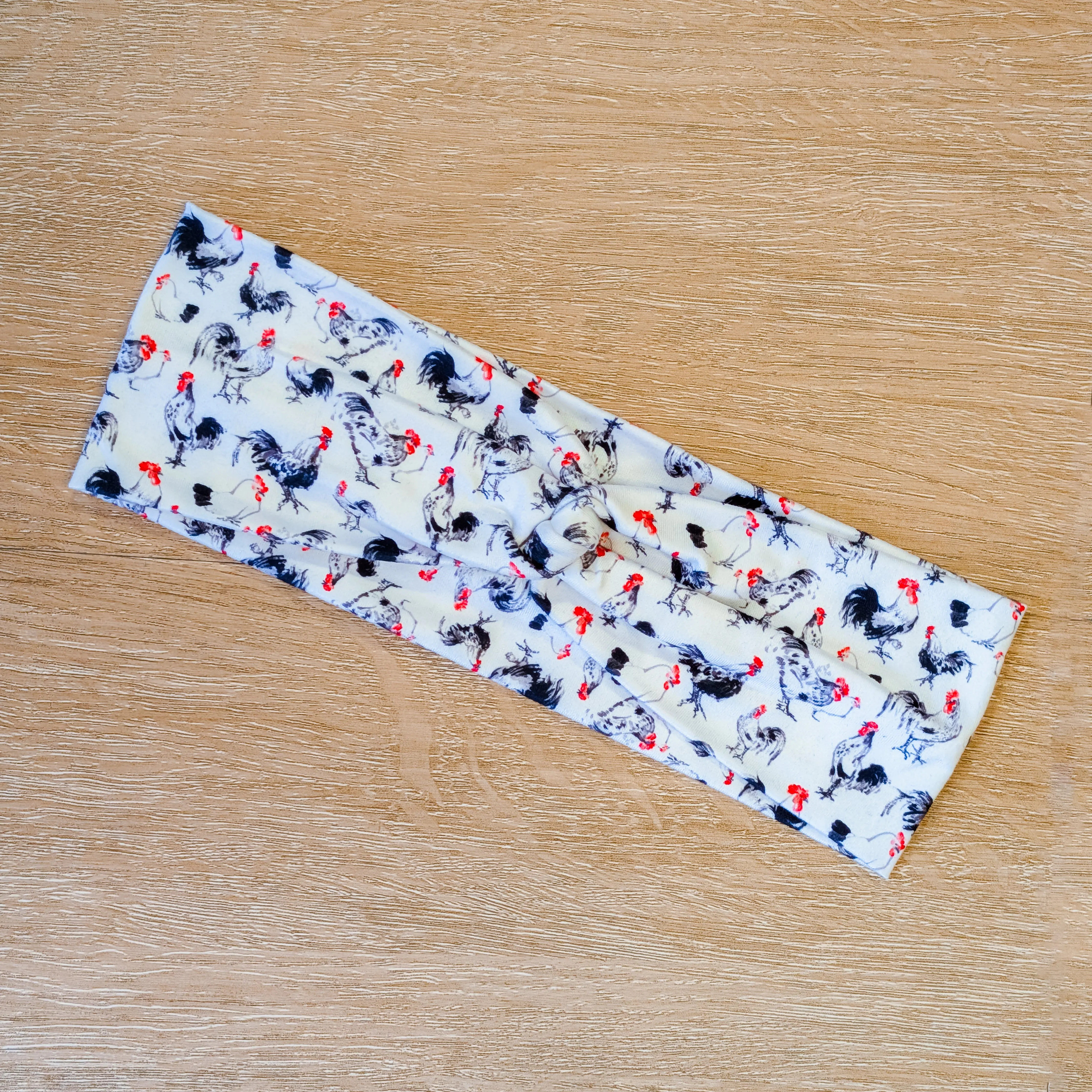 Black and White Rooster Knotems Pre-Tied Headwrap Headbands for Women & Girls