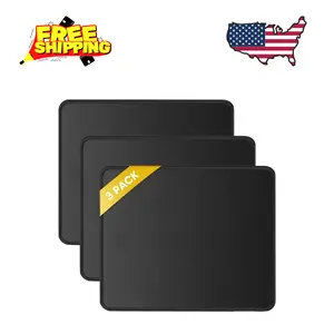 3 Pack Mouse Pad with Stitched Edge And Non-Slip Rubber Base, 10.2x8.3inch Black