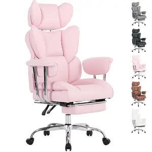 Bedroom Chair with Footrest – Big and Tall 350 LBS Capacity, Fixed Armrest Ergonomic Reclining Chair, PU Leather Desk Chair for Relaxed Reclining in Bedroom