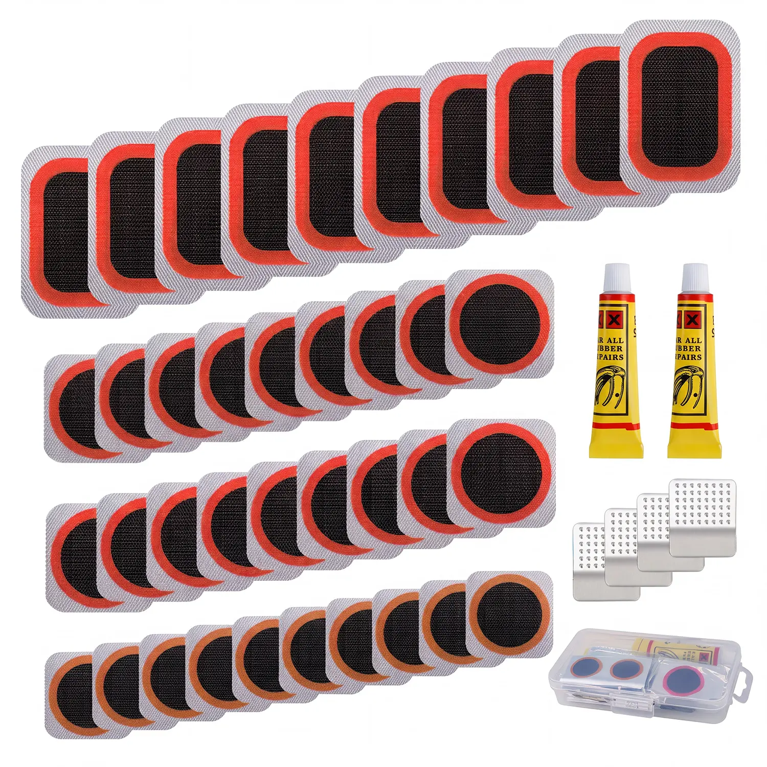 Bike Inner Tire Repair Kit Vulcanizing & Glueless Options for Motorcycle, BMX, MTB Road Mountain Cycling