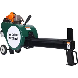 Hardware Double Flywheel Electric Log Splitter 7-Ton Compact Horizontal Gas Log Splitter with Auto Return 20in,portable  63cc engine firewood splitting forestry harvesting