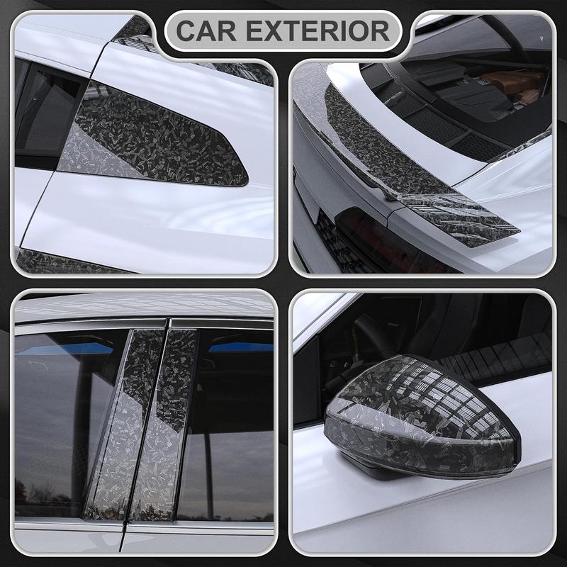 1ft x 5ft Sliver Forged Carbon Fiber Vinyl Wraps, Car Body Wraps with Self-Adhesive for DIY Use, Vehicle Interior and Exterior Films Rolls with Air Release Technology