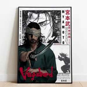 Vagabond Miyamoto Musashi Poster, Vintage Minimalist Samurai Wall Decor, Anime Art Print (Unframed, Print Only)