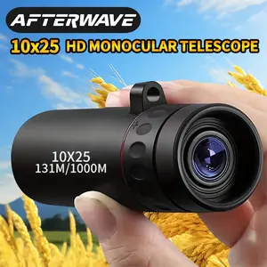 Afterwave 10x25 Real HD Long Range Adult Monocular Telescope, 10X Mini Powerful Telescopic for Adults, Durable Telescope Hiking Equipment for Outdoor Adventure Camping Watching Game Birthday Gift, Hiking Essentials