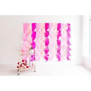 Pink Crepe Paper Fringe Streamer Bundle