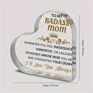 Badass Mom Gift - Acrylic Puzzle Plaque Desk Decor for Mom, Best Friend, Sister & BFF | Birthday, Graduation & Mother's Day Art Ornament Decoration