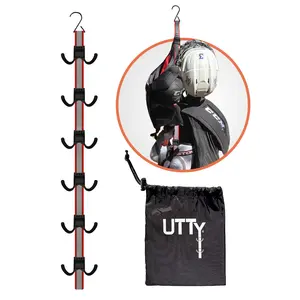 UTTY Hanging Multipurpose Portable Hockey Gear Drying Rack - Durable Gear Keeper & Sports Equipment Organizer - 6 Durable Adjustable Hooks, Support Light to Heavy Weight for Home, Travel & Outdoor Use, Utility Rack