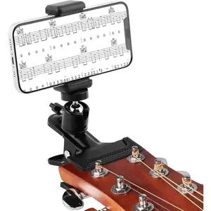 Guitar  Phone Holder Mount, 360 Rotatable with 1/4 Inch Fitting, Suitable for 5.5cm-7.5cm Wide Devices
