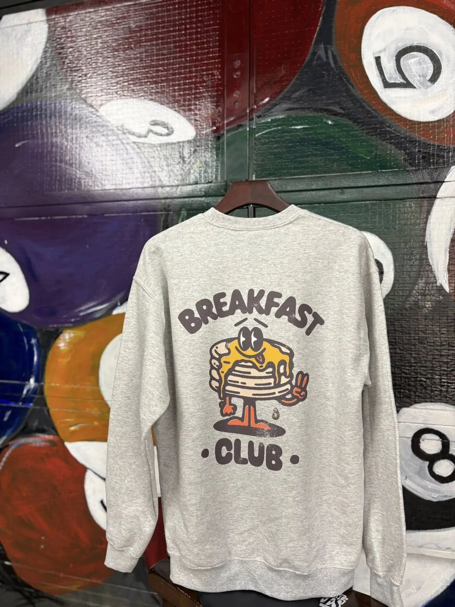 Women's Graphic T-Shirt, Casual Breakfast Club Food Theme Long Sleeve Crew Neck in a Comfortable 50/50 Blend, Simple