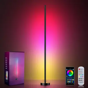 Smart LED Corner Floor Lamp - 16 Million DIY Colors, 68+ Scenes, Music Sync, App & Remote Control, Color-Changing Ambient Lighting for Living Rooms, Bedrooms, and Gaming Rooms