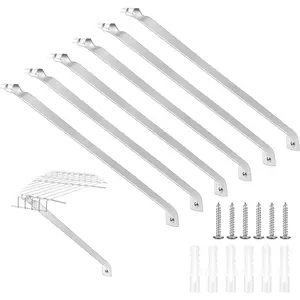 6 Pcs Wire Shelf Support Brackets for 16in Wide Shelving Closet Rod Bracket with Anchors and Pins for Installation