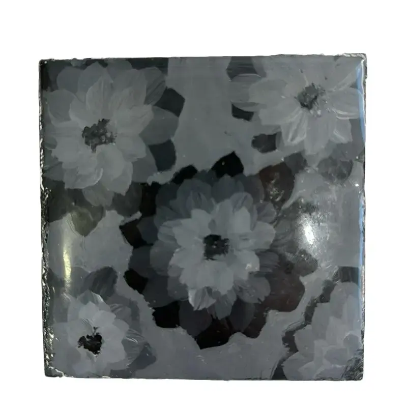 Multi Swan Handpainted Tile / Coaster - Decorative Tableware with Floral Design, Handcrafted Finish