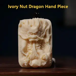 Hand Carved Ivory Nut Chinese Dragon Hand Piece Oriental Dragon Totem Pocket Collectible Amulet Ornament for Men