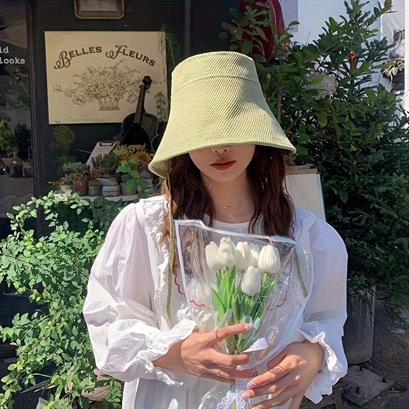 Cotton-Linen Summer Straw Hat — Sun Protection & Shade Hat | Seaside Woven Hat for Women | Vacation-Style Japanese Bucket Hat | Travel, Vacation, or Graduation Gift