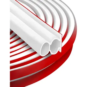 40  Rubber Weather Stripping Door Seal Large Gap, Extra Thick Self-Adhesive D-Shaped Door Weather Stripping Seal Strip for Door Frame Door Insulation Strip Soundproofing (White)