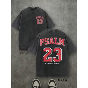 PSALM 23 Christian Shirt, 'THE LORD IS MY SHEPHERD' Christian Scripture T-Shirt, Vintage Retro Washed Shirt Double Sided Printed (230 Heavyweight Pure Cotton T-Shirt)  High Quality Christian T-Shirt, Christian Gifts, Men's And Women's Shirts