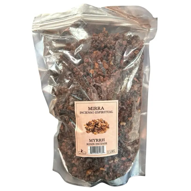 Olofin Brand Myrrh Incense Resin, 1 lb Clear Packaging, Natural Ingredients, Indoor Spiritual Home Fragrance with Woody Aromatic Scent, Indoors