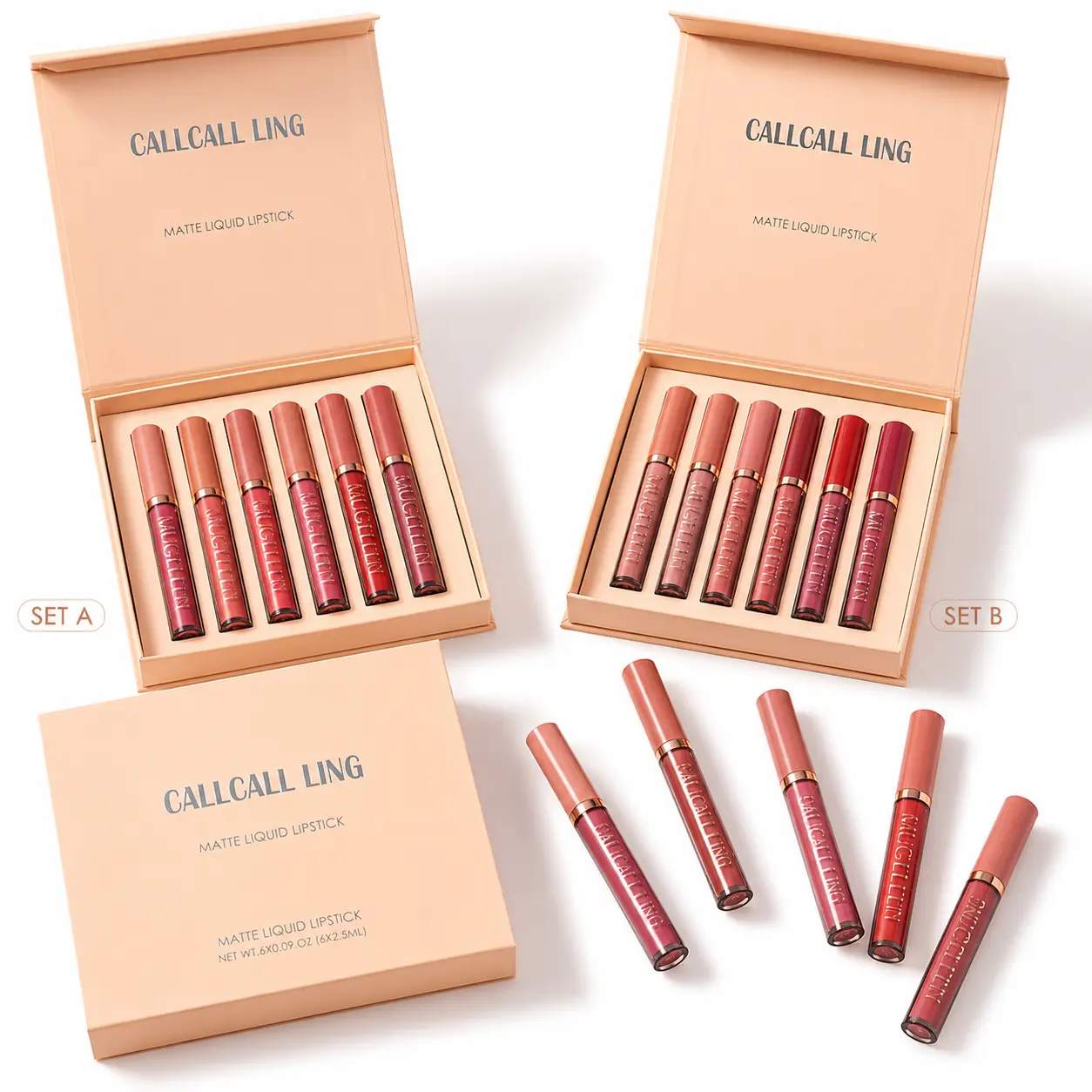 6-Piece Matte Liquid Lipstick & Lip Gloss Set, High-Pigment Velvety Lip Stain Kit, Long-Lasting Non-Sticky Non-Drying Formula, Full-Coverage Smooth Lip Makeup in Nude & Berry Shades, Everyday Date Party Lip Cosmetics Gift Box for Womenlip lacquer
