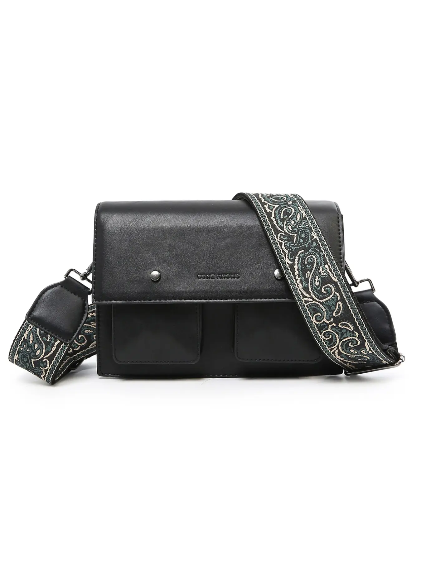 Retro Paisley Messenger Bag, Adjustable Wide Strap, Dual Pockets, Unisex Street Style, Daily Commute, Phone & Keys Storage