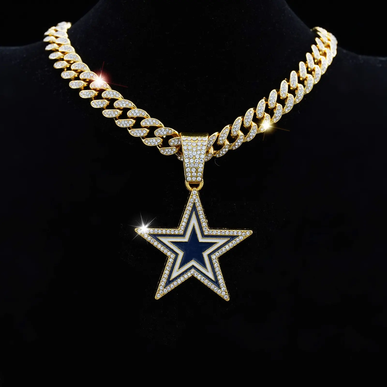 Fashion oil drop pentagram pendant men's personalized trend necklace Fashionable Jewelry Accessories