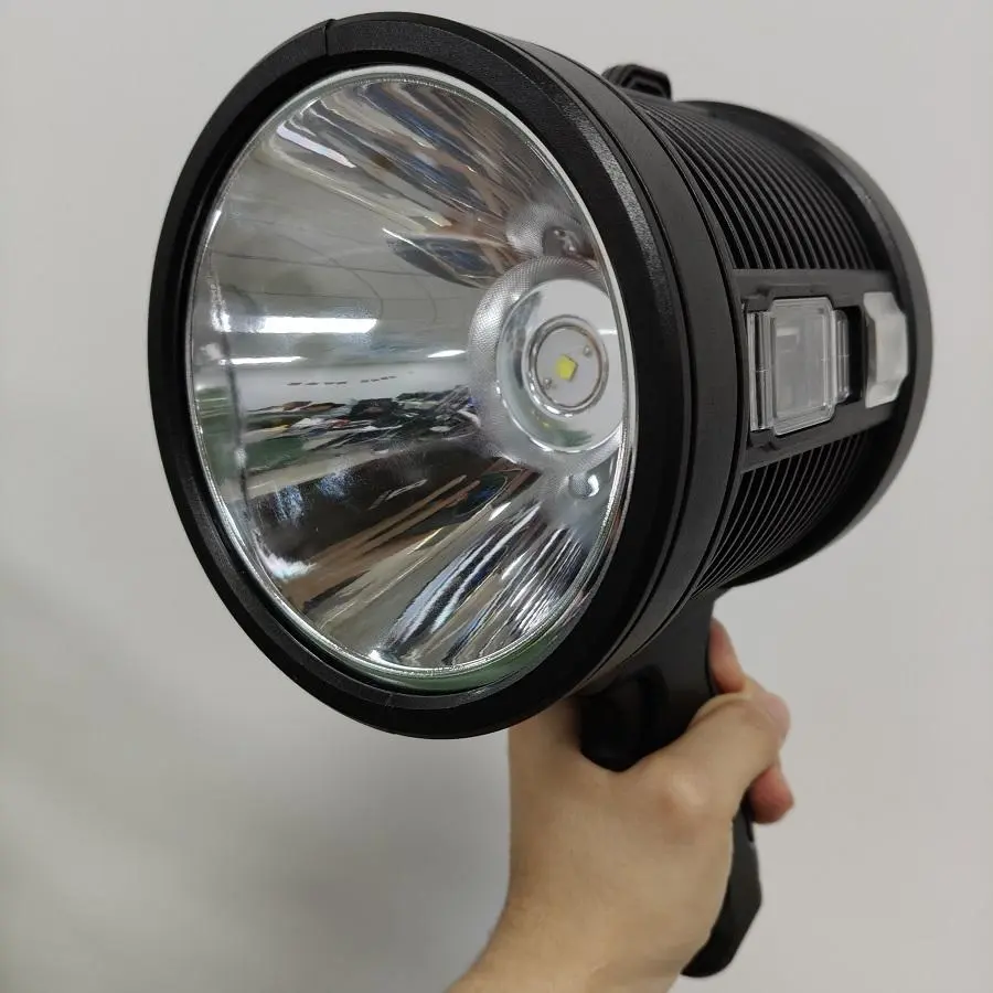 High Power Spotting Flashlight, High Performance Flashlight, Handheld Emergency Flashlight, Handheld Torch, USB/Solar Charging Flashlight with Side Light, Warning Light, Rechargeable Powerful Flashlights, Suitable for Camping, Patrol, Emergency