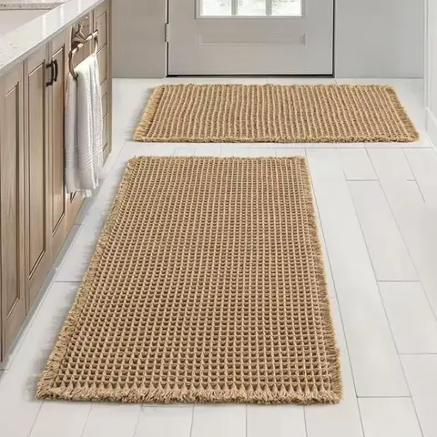 Waffle Bath Mat Runner Non Slip, Ultra Soft Absorbent Bathroom Rug for Shower Tub, Machine Washable, Boho Aesthetic Home Decor Carpet #Summervibes