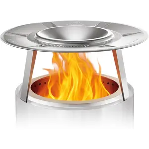 Heat Deflector for Solo Stove Bonfire, Portable 304 Stainless Steel Fire Pit Heat Diffuser that Captures and Redirects Warmth, Easy to Install and Remove with Detachable Legs, Durable Outdoor Heating Accessory for Bonfire Use (24.5 x 12 in)