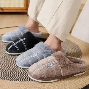 Men's Home Slippers Winter Warm Plush Soft Plaid Indoor Cotton Footwear for Dance & Flipflop Tsinelas Boy Walking Shoes Summer Women Fasciitis Slide Black Fluffy Foam Slipper Non-Slip