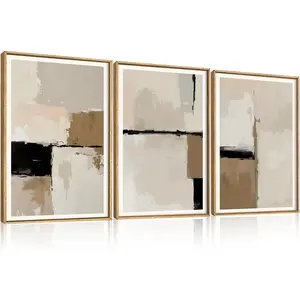 3pcs/set Frameless 2D Flat Frameless Canvas Wall Art Print Black and White Abstract for Home Living Room Decor Beautiful Environment