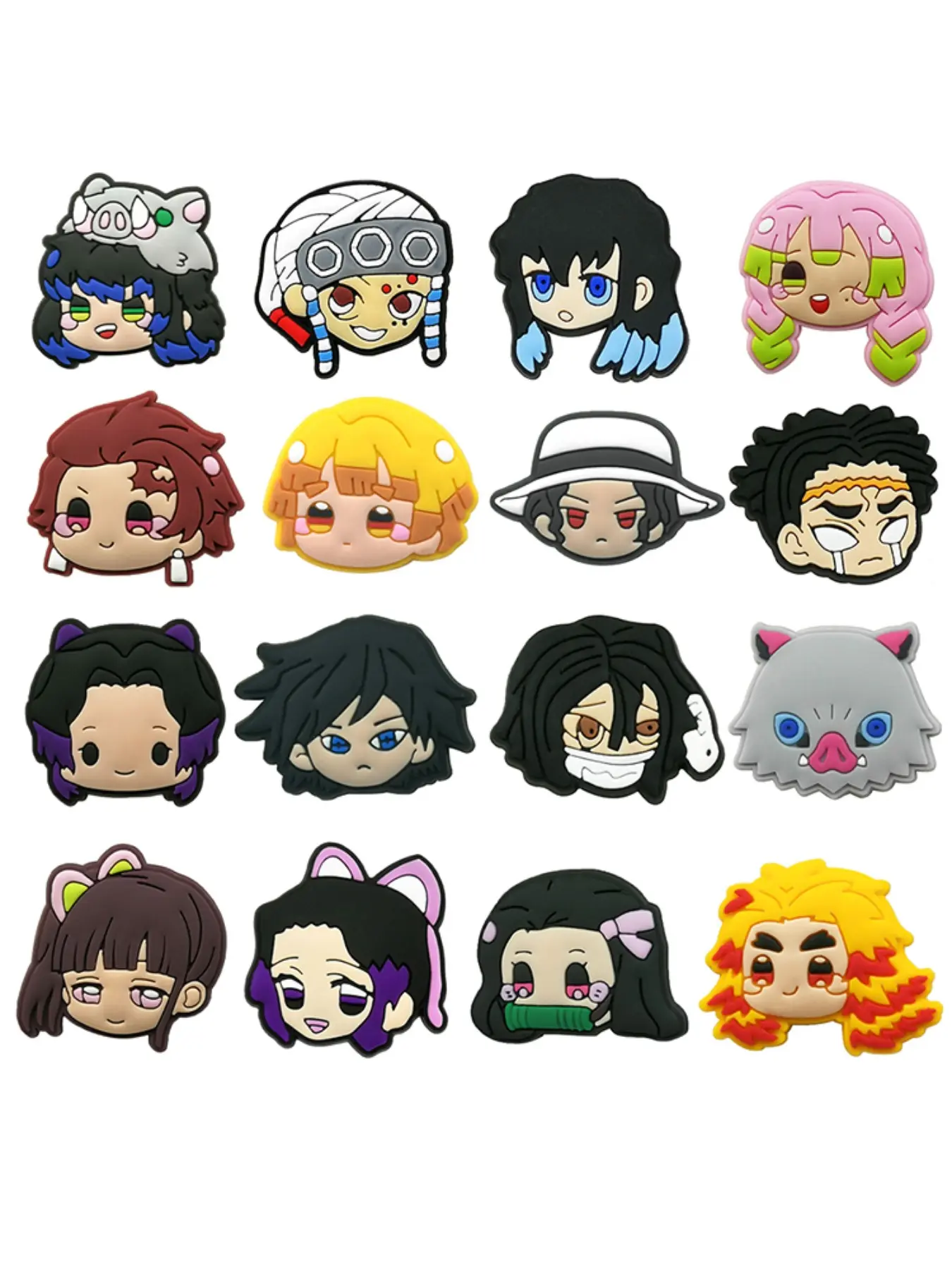16pcs Japanese Anime Shoe Charms For Bubble Slides Clogs Sandals, Decorative Shoe Accessories PVC Shoe Decorations Accessories Buckle For Christmas Birthday Gifts