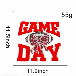 Iron on patch game day red or blue large