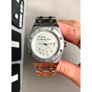 Men's Steel Band Watch, Round Dial Design, Graffiti Number Pattern, Casual Vintage Fashion, Vintage Quartz Watch, High-End Men's Watch, Trendy Gift Recommendation