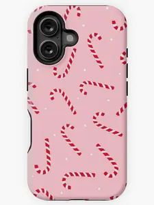Soft Cactus Christmas Candy Canes Pink Iphone Case Phone Case Phone Cases Phone Cover Hard Case Tough 2-Piece Phone Case