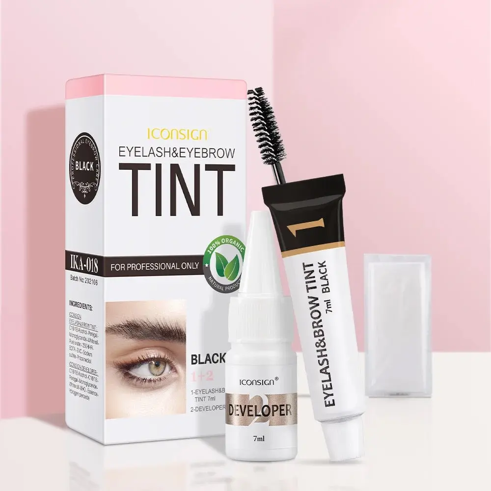 ICONSIGN Cosmetic Eyelash & Eyebrow Tint Kit - DIY Lashes, Lashes at Home, At-Home Tinting Eyebrow Tinting Kit for Darkening Brows