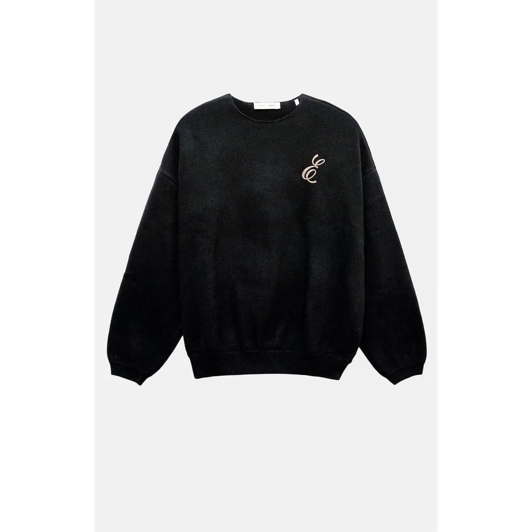 Fear of God ESSENTIALS Men's Vintage Black Waffle Knit Crew Neck Sweater