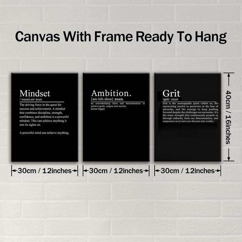 Wooden Framed Canvas Painting, 3 Counts/set Modern Art Inspirational Wall Art, Wall Decor for Home Living Room Bedroom Office