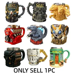 3D Creative Shaped Mug Godzilla Ozzy Rock Three-Headed Dragon, Unique Stainless Steel Inner Cup, Multiple Styles Available