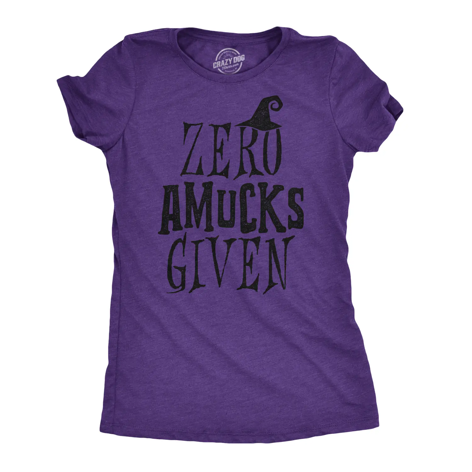 Womens Zero Amucks Given T Shirt Funny Halloween Witch Tee Funny Womens T Shirts Cute Vintage Fashion Casual Ladies T-Shirt Gift Halloween Tops for Women Women's Novelty Tees Purple