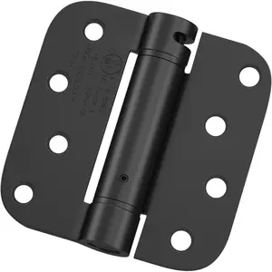 3 Pack 4 Inch Self Closing Black Spring Door Hinges, 5/8" Radius Corner, Adjustable Tension for Residential & Heavy-Duty Door Hardware
